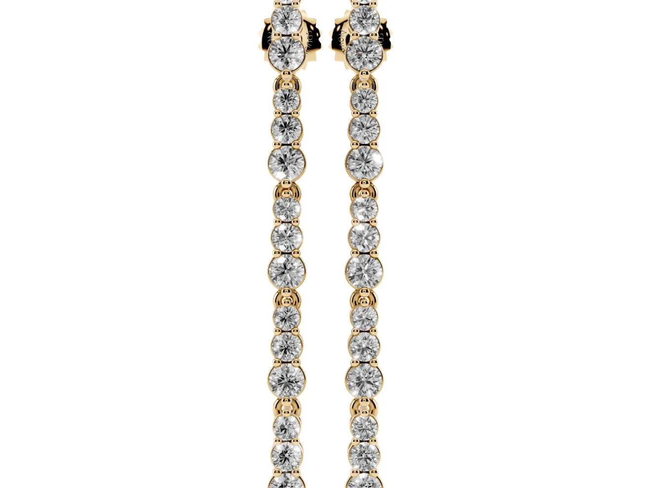 Round Lab-Grown Diamond Single Row Dangle Earrings | Open Box Links | Yellow Gold