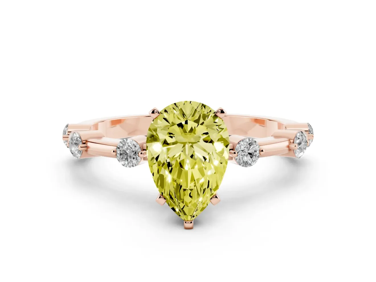 Pear-Shaped Bar Set Engagement Ring Setting for a Fancy Yellow Lab-Grown Diamond | Rose Gold