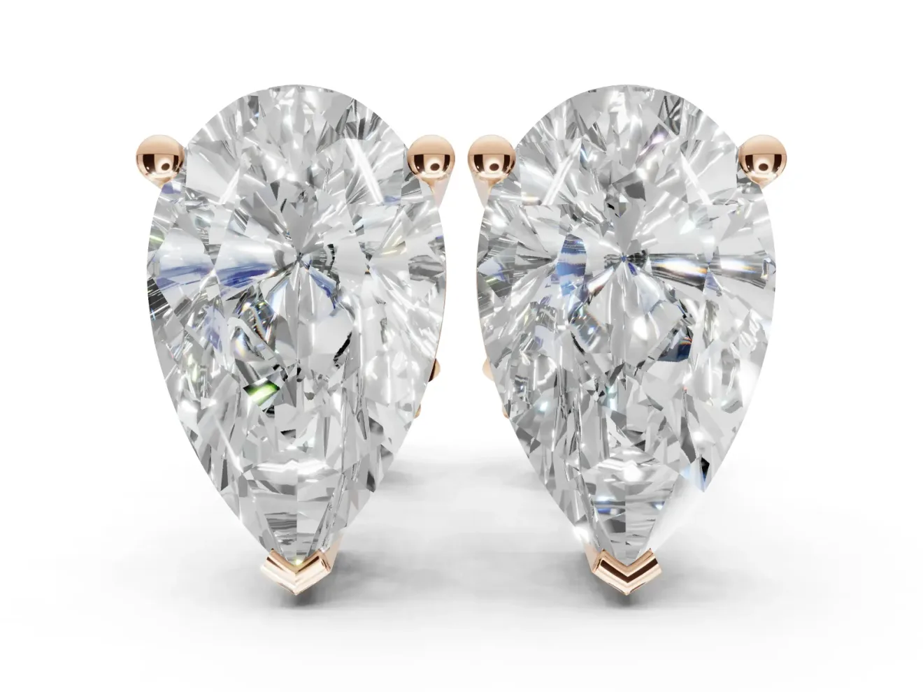 Round Lab-Grown Diamond Solitaire Basket Stud Earrings | Open Gallery | Rose Gold