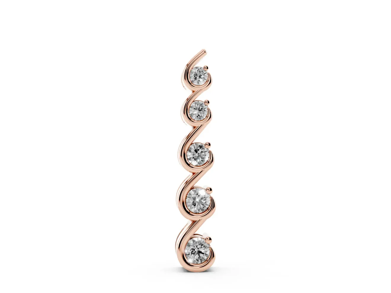 Round Lab-Grown Diamond S-Curve Wire Pendant Necklace | Prong Set | Rose Gold