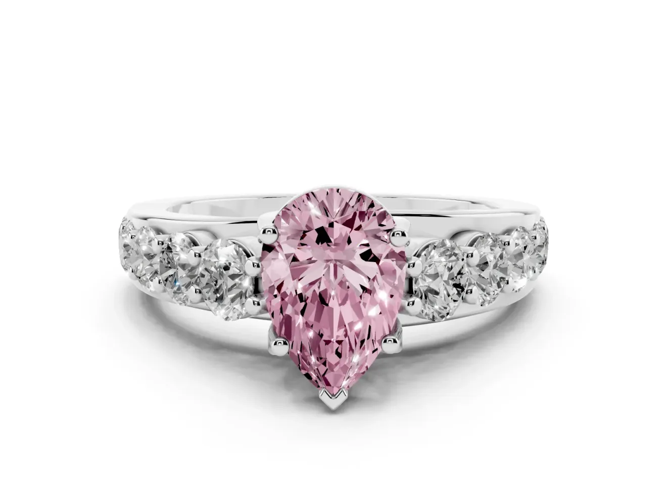 Pear-Shaped Graduated Engagement Ring Setting for a Fancy Pink Lab-Grown Diamond | Platinum