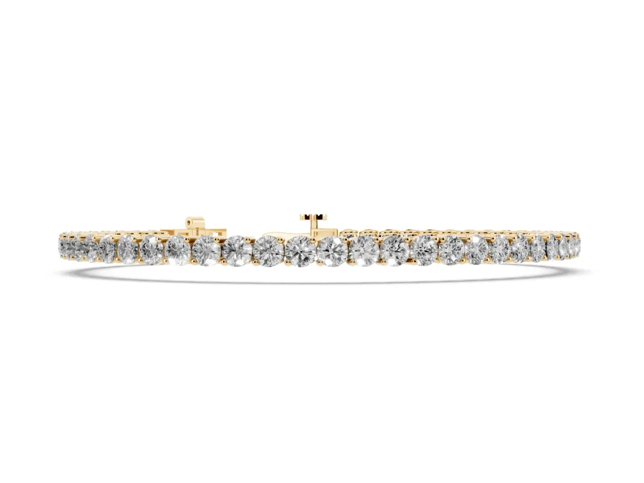 Round Lab-Grown Diamond Classic Tennis Bracelet | Round Prongs | Yellow Gold