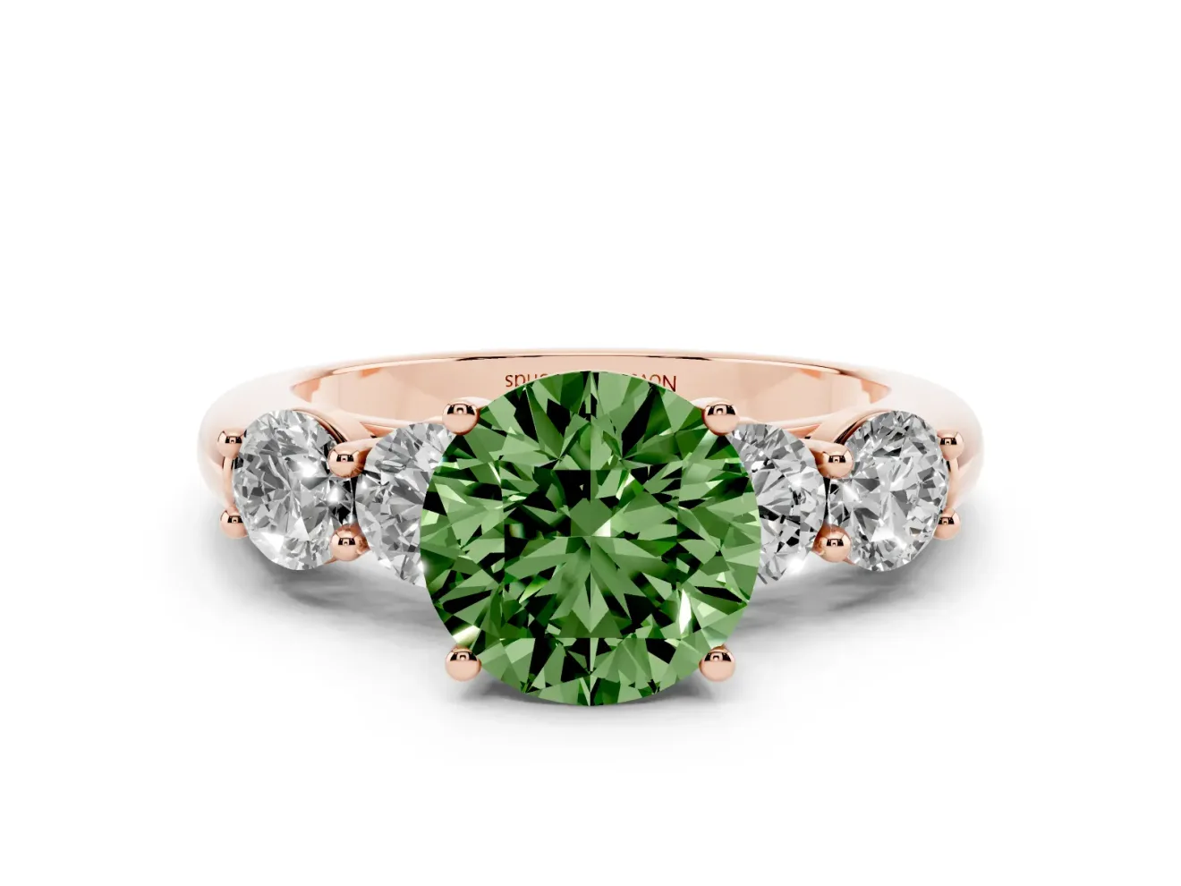 Round 5 Stone Engagement Ring Setting for a Fancy Green Lab-Grown Diamond | Rose Gold