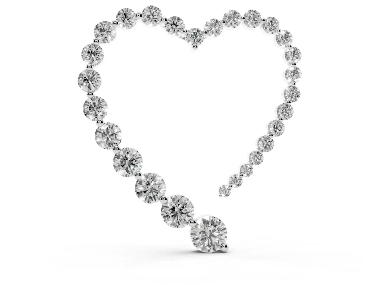Round Lab-Grown Diamond Open Heart Pendant Necklace | Stone Outline | White Gold