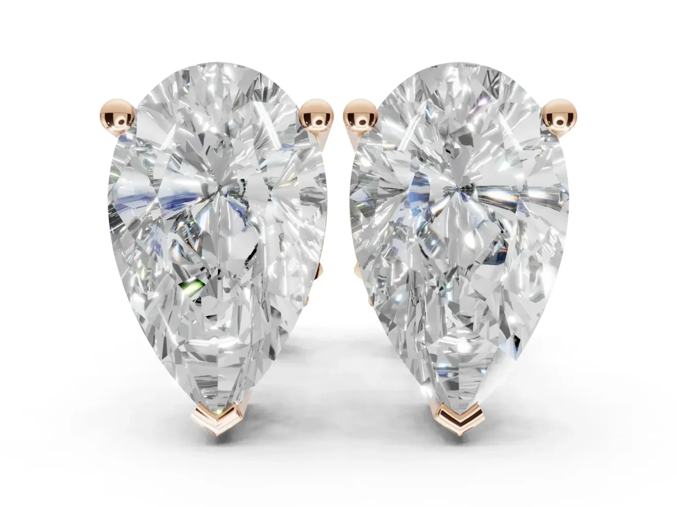 Marquise Lab-Grown Diamond Solitaire Basket Stud Earrings | Open Gallery | Rose Gold