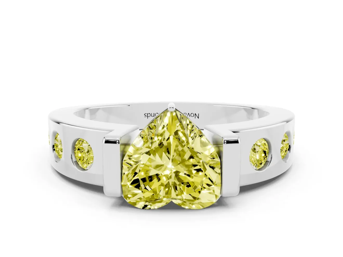 Heart-Shaped Tension Style Engagement Ring Setting for a Fancy Yellow Lab-Grown Diamond | White Gold