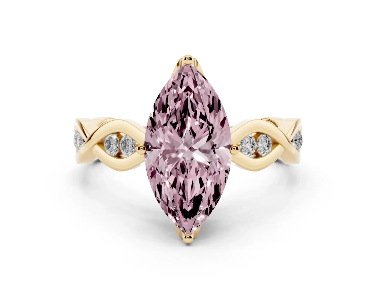 Marquise Twisted Infinity Engagement Ring Setting for a Fancy Pink Lab-Grown Diamond | Yellow Gold