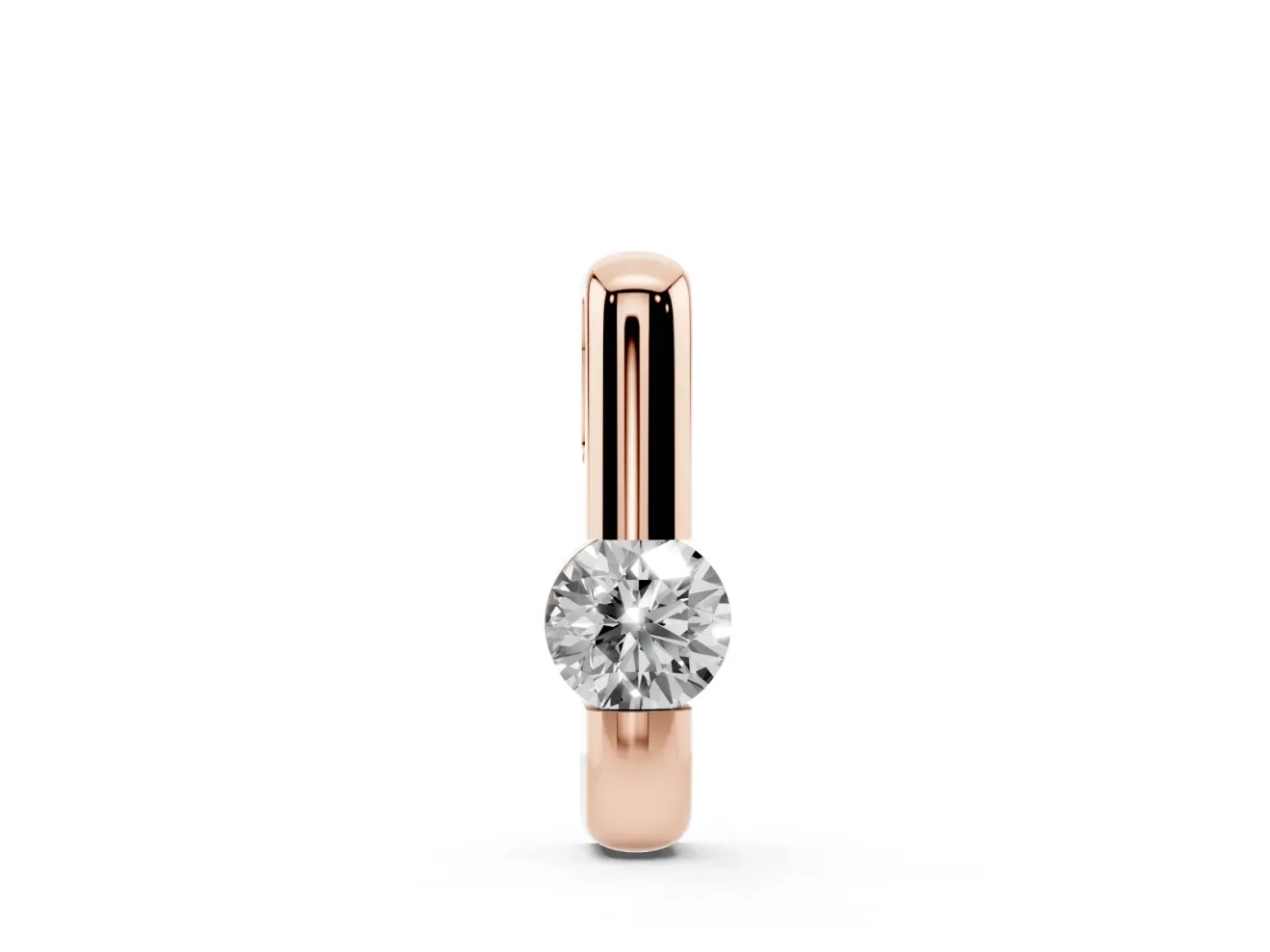 Round Lab-Grown Diamond Tension Style Bar Pendant Necklace | Folded Bar | Rose Gold