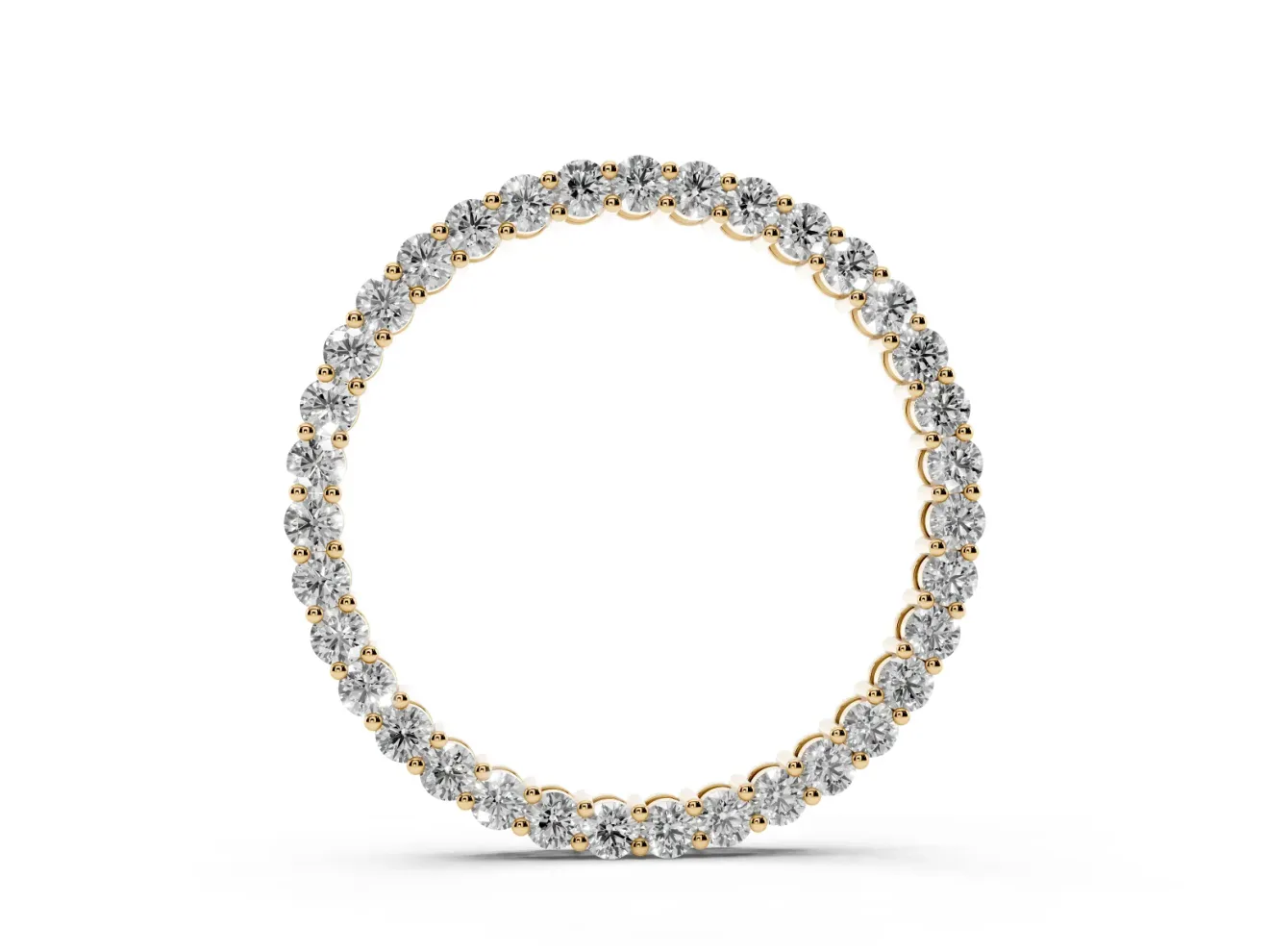 Round Lab-Grown Diamond Wide Eternity Circle Pendant Necklace | Prong Set | Yellow Gold