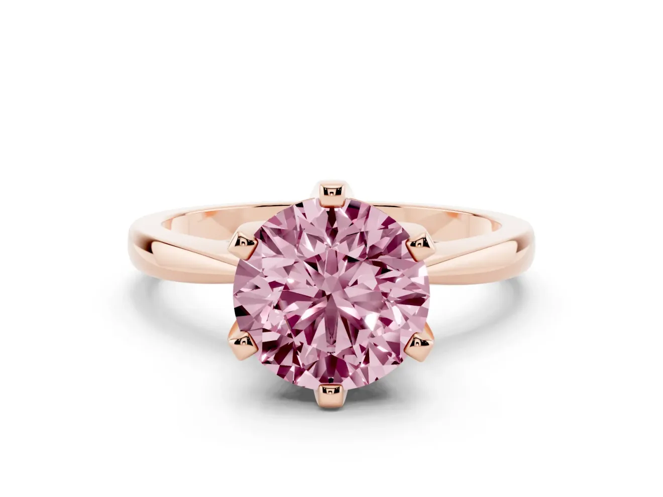 Round Tapered Solitaire Engagement Ring Setting for a Fancy Pink Lab-Grown Diamond | Claw Prong Head | Rose Gold