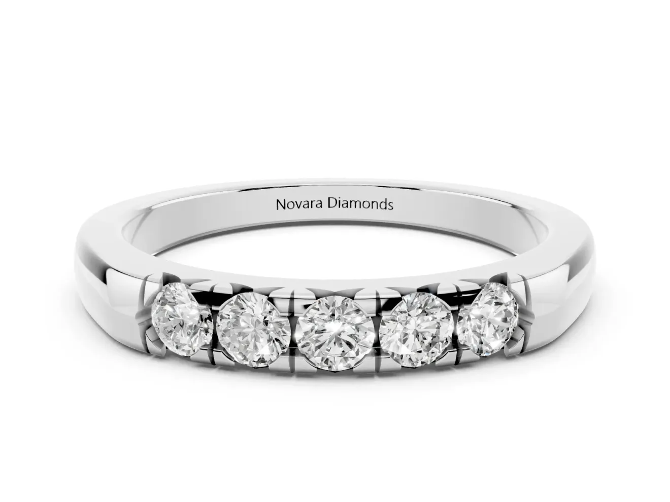 Round Diamond Half Eternity Band Set in White gold with Channel Setting