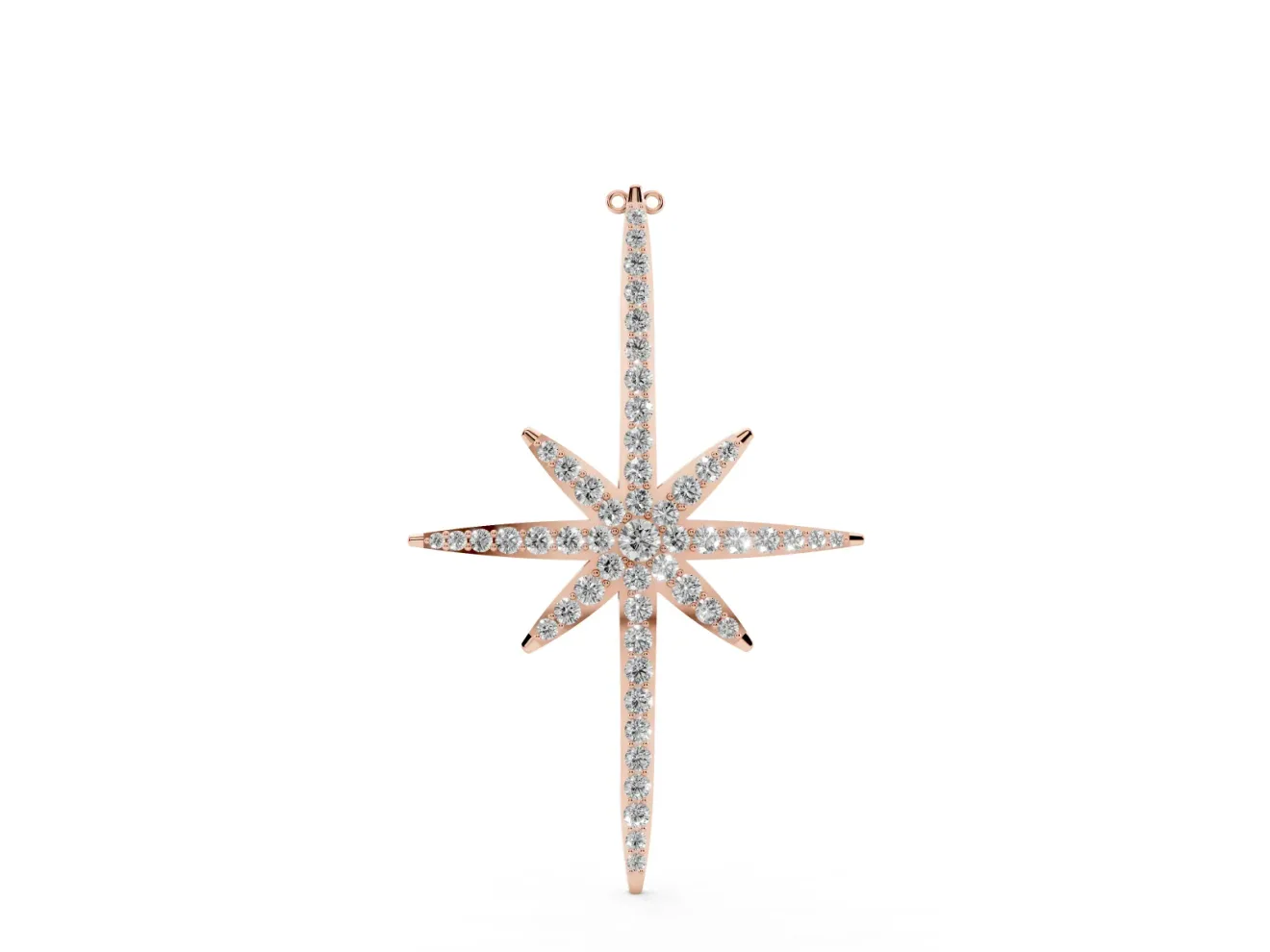 Round Lab-Grown Diamond Pavé Starburst Pendant Necklace | Eight-Point Star | Rose Gold
