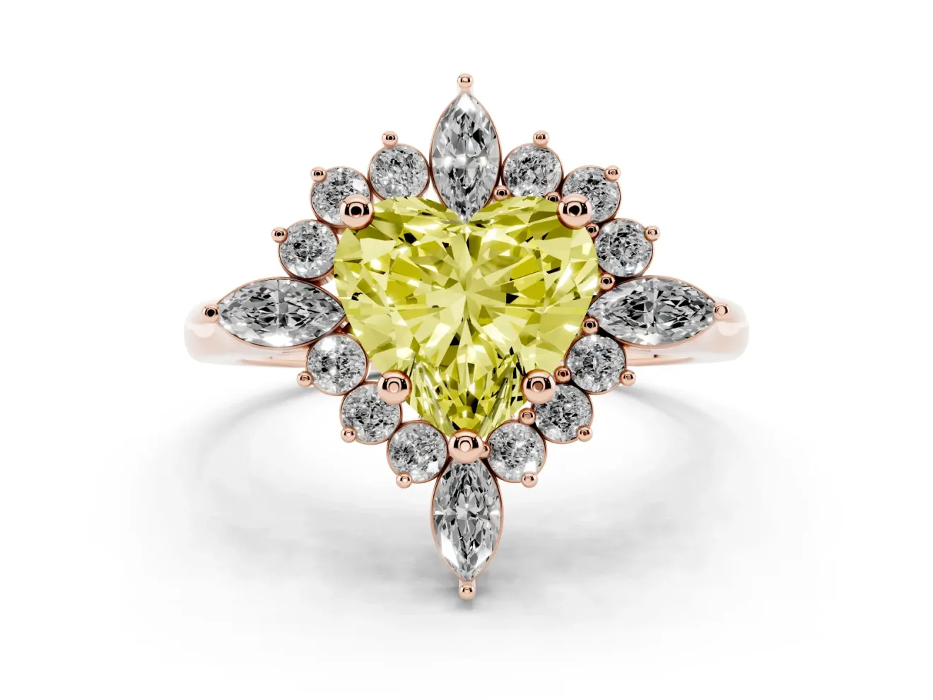 Heart-Shaped Engagement Ring Setting for a Fancy Yellow Lab-Grown Diamond | Rose Gold - Design NV-24790