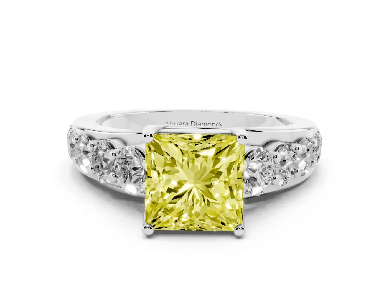 Princess Cut Engagement Ring Setting for a Fancy Yellow Lab-Grown Diamond | Platinum - Design NV-24645