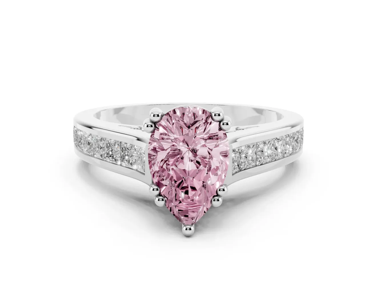 Pear-Shaped Channel Engagement Ring Setting for a Fancy Pink Lab-Grown Diamond | Platinum - Design NV-24671