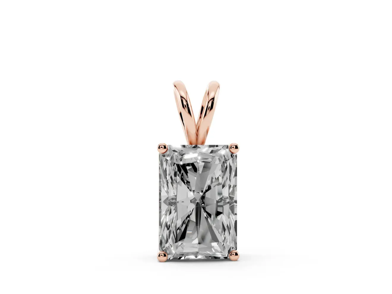 Radiant Cut Lab-Grown Diamond Solitaire Pendant Necklace | Split Bail | Rose Gold