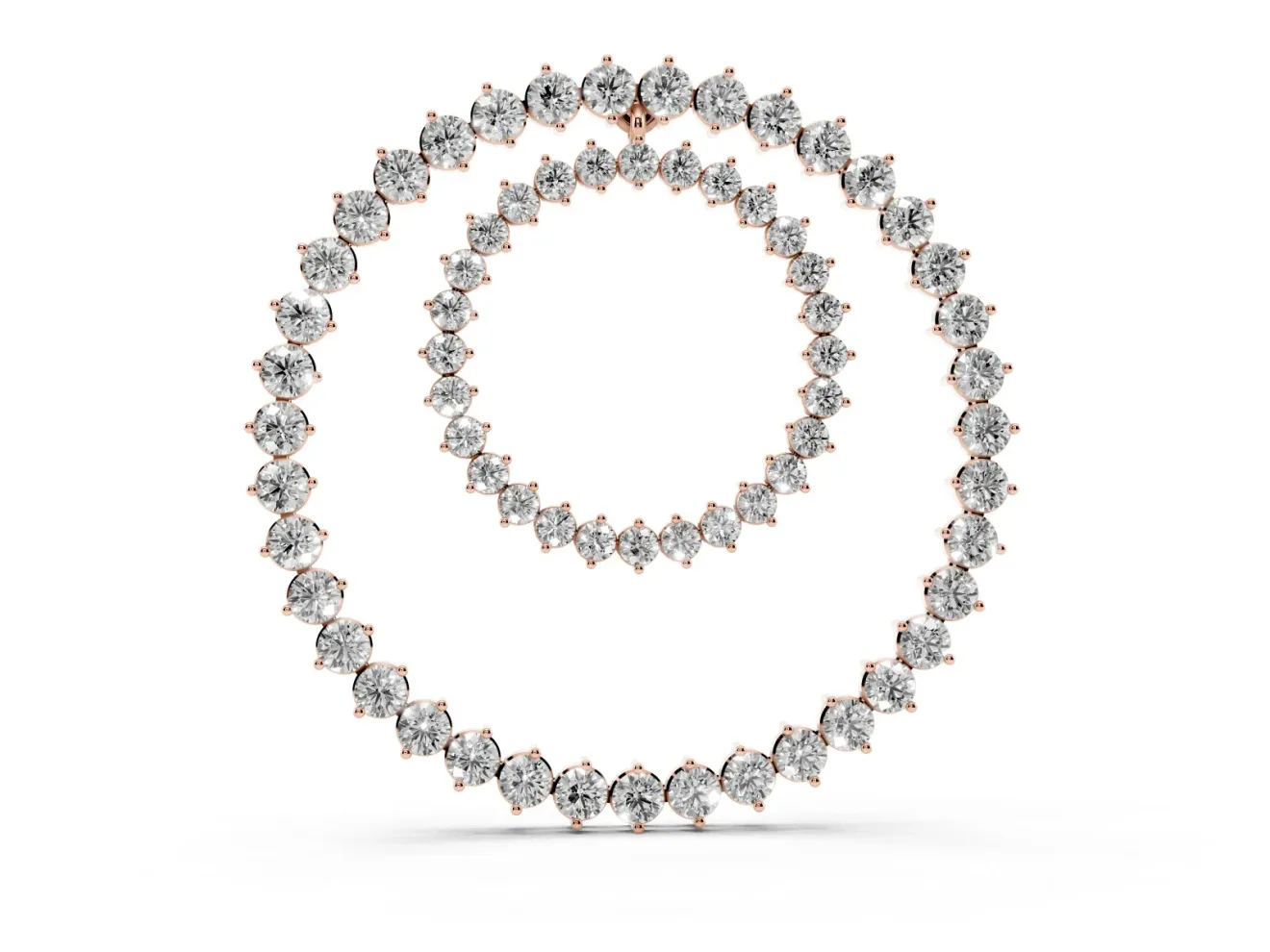 Round Diamond Double Halo Pendant Set in Rose gold with Prong-Set Accents