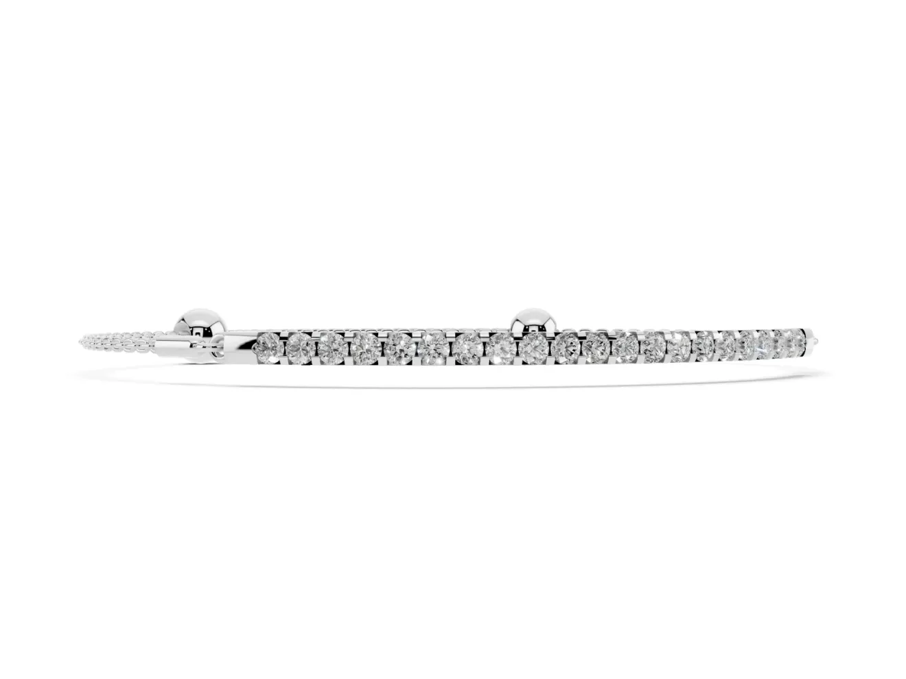 Round Lab-Grown Diamond Bar Chain Bracelet | Shared Prong Row | Sterling Silver