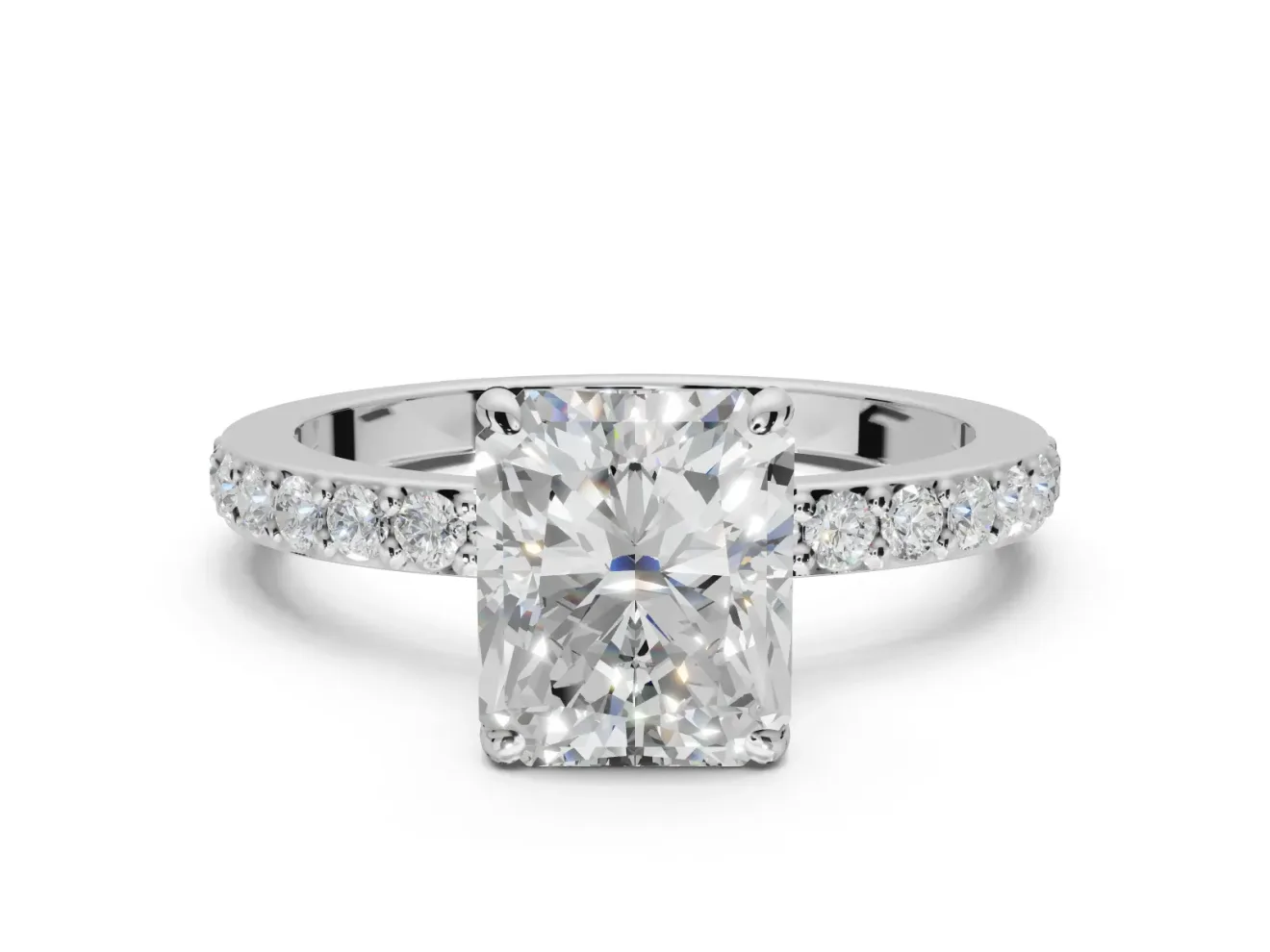 Radiant Cut Hidden Halo Engagement Ring Setting | Platinum