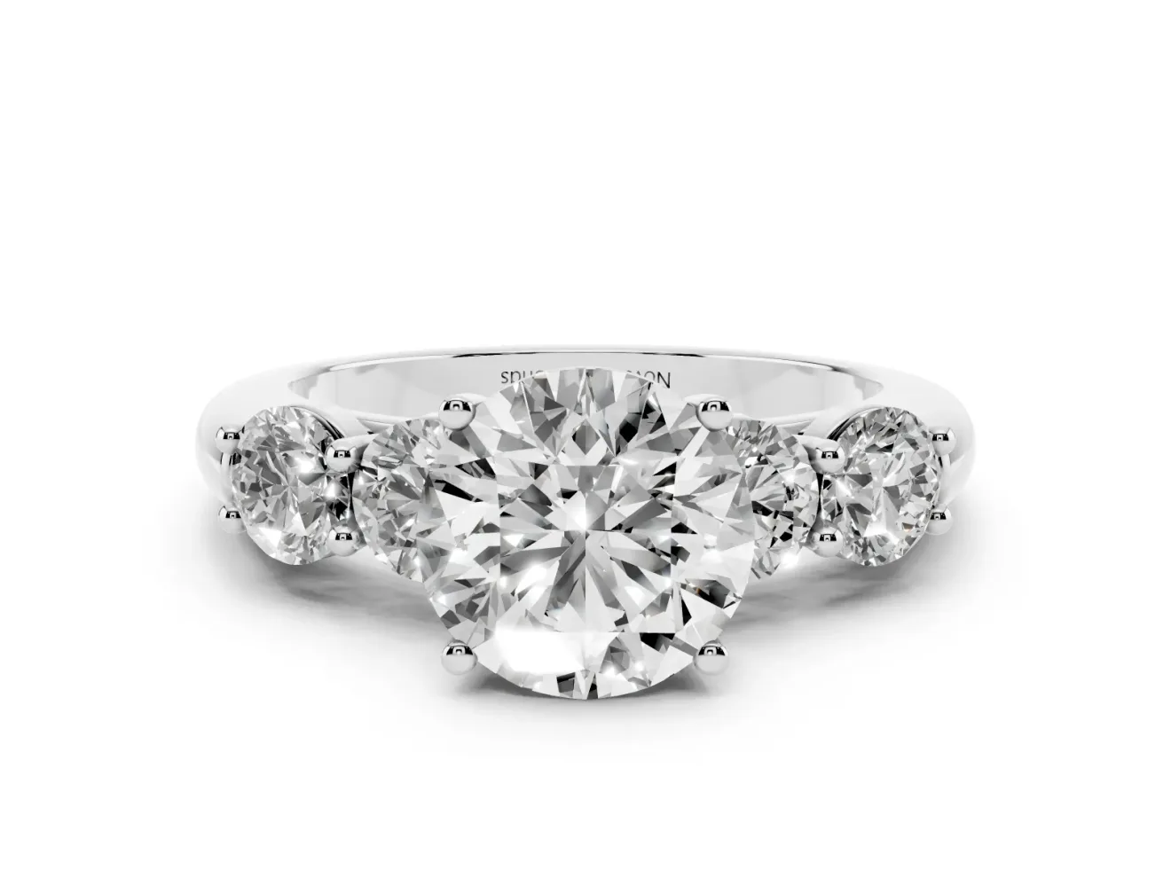 Round Five Stone Engagement Ring Setting | Prong Set Side Stones | Platinum