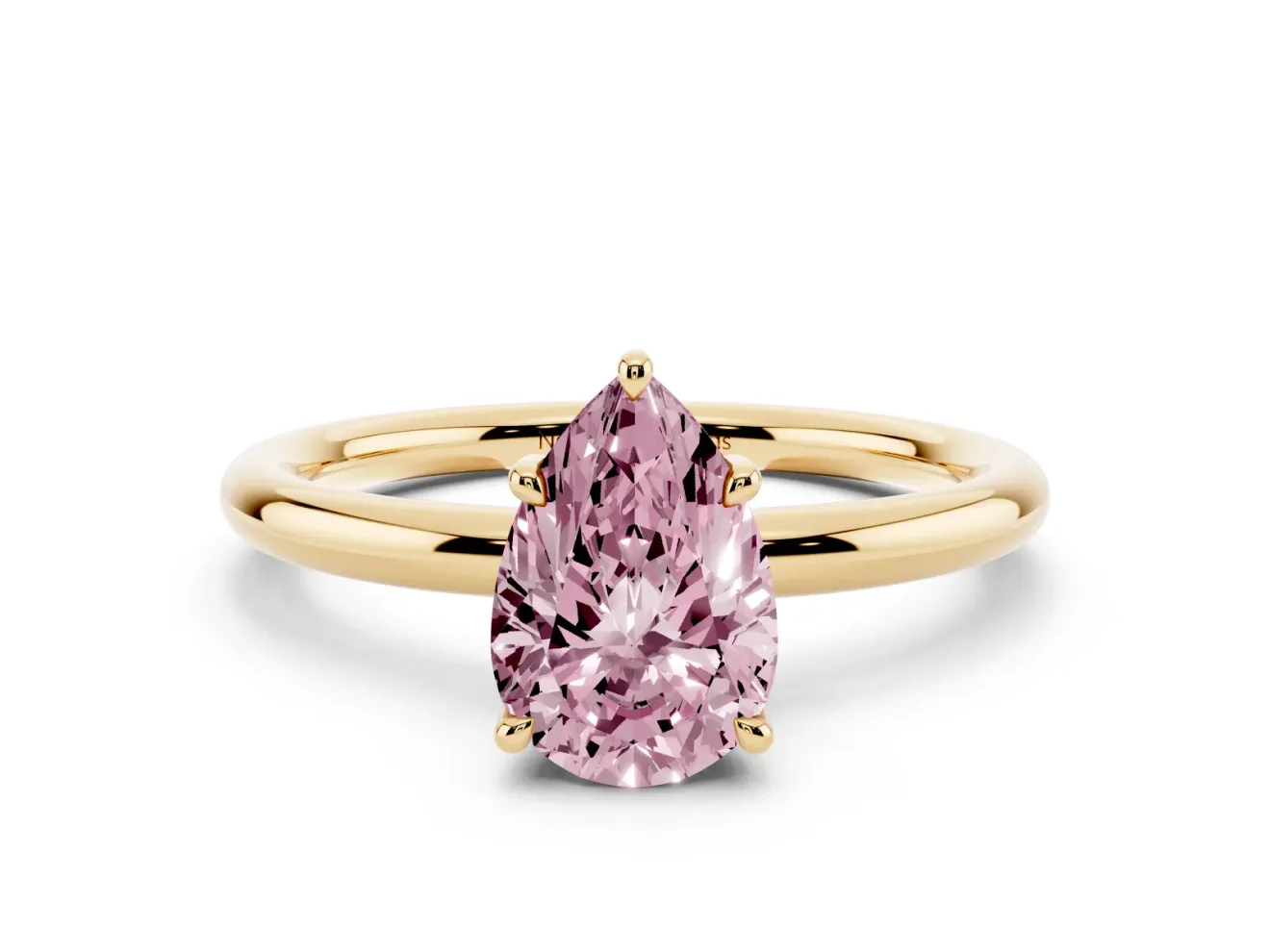 Pear-Shaped Hidden Halo Ring Setting for a Fancy Pink Lab-Grown Diamond | Yellow Gold