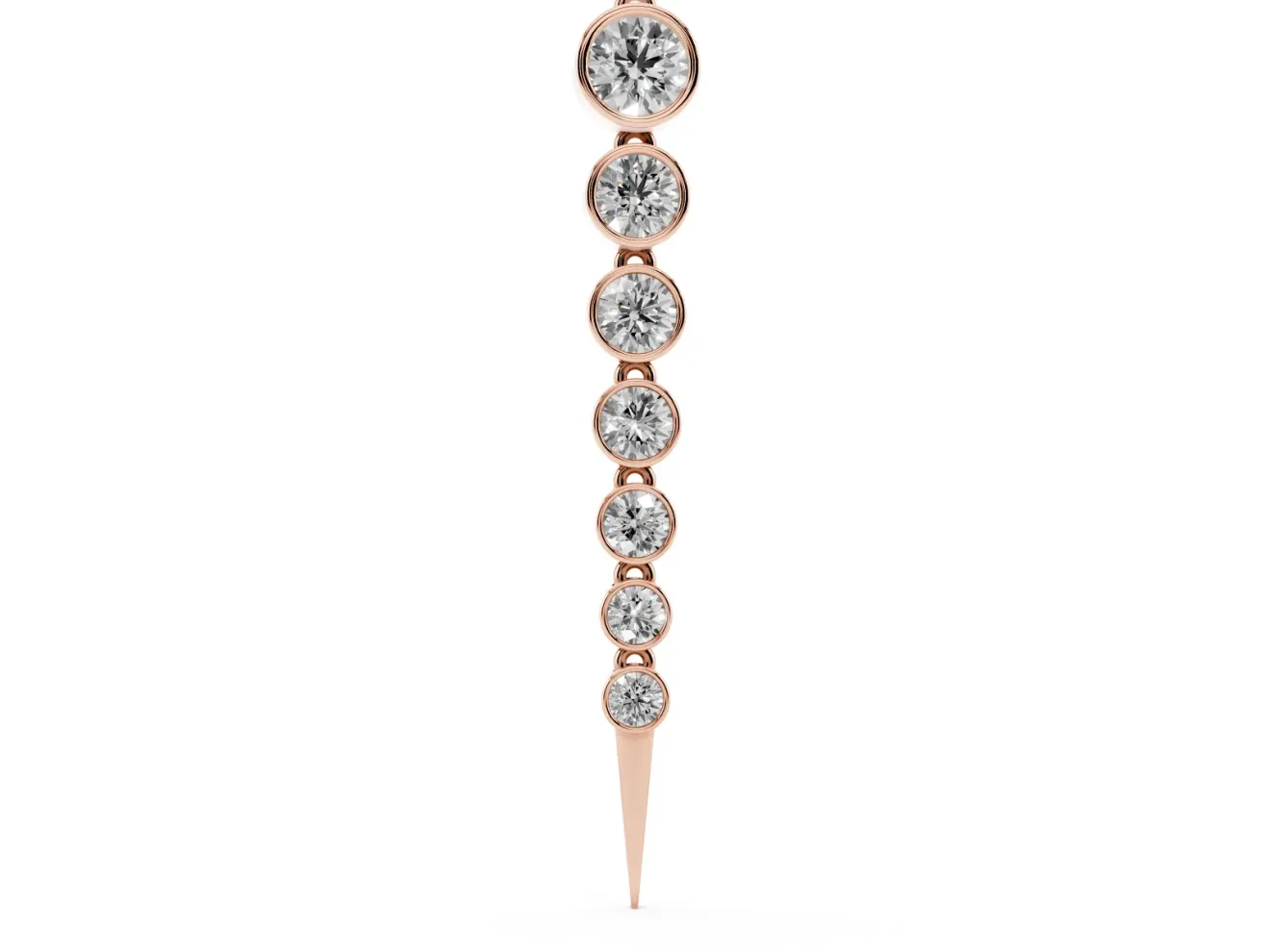 Round Lab-Grown Diamond Graduated Bezel Drop Necklace | Tapered Spike Tip | Rose Gold