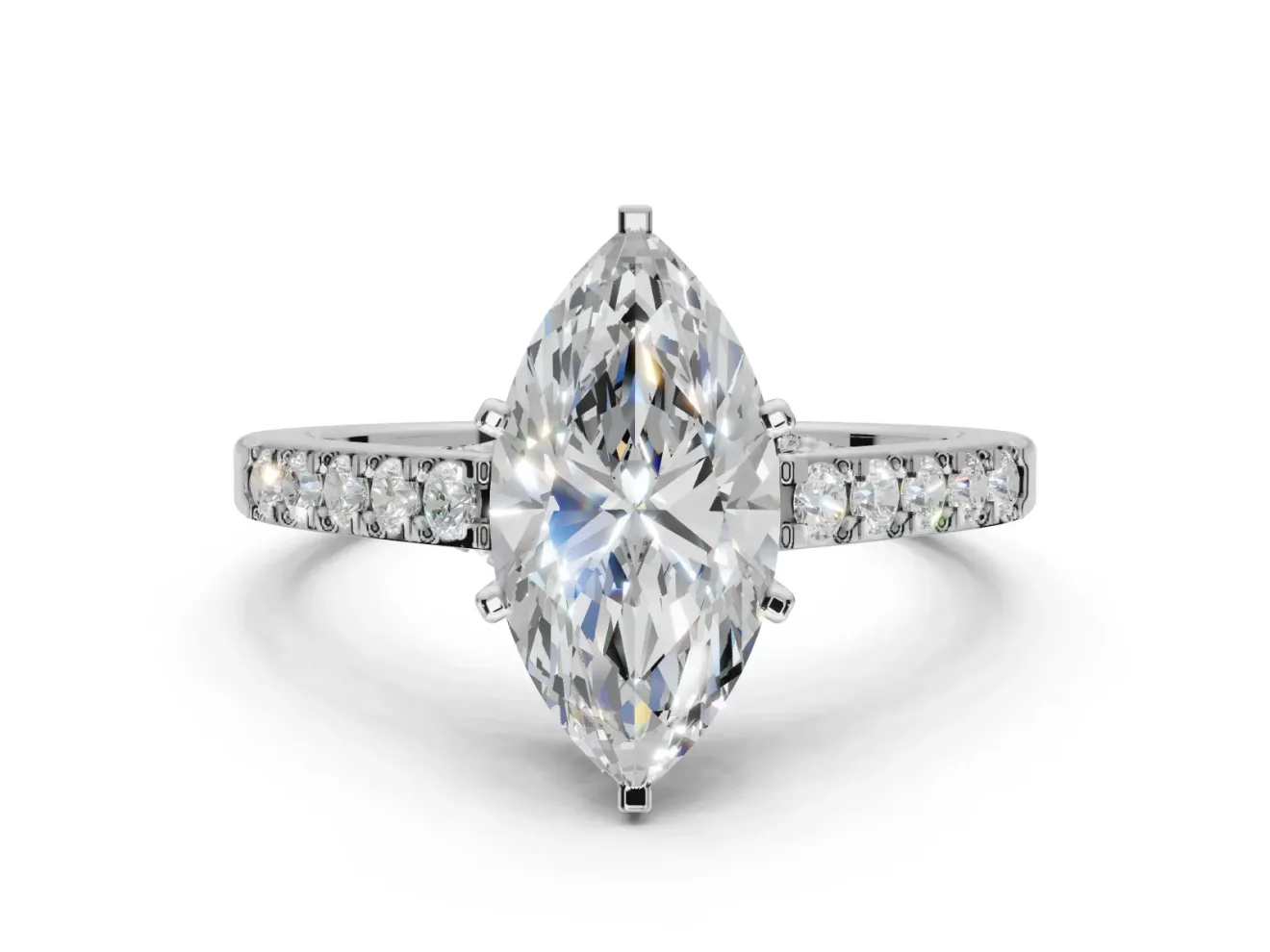 Marquise Pavé Solitaire Engagement Ring Setting | Crossover Gallery | Platinum