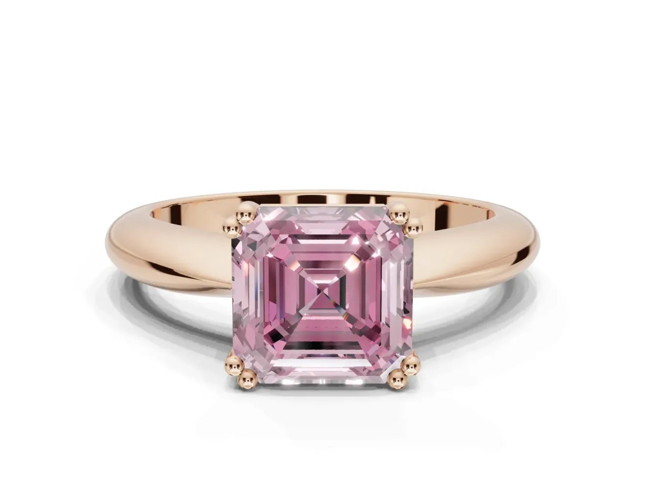 Princess Cut Tapered Solitaire Engagement Ring Setting for a Fancy Pink Lab-Grown Diamond | Rose Gold