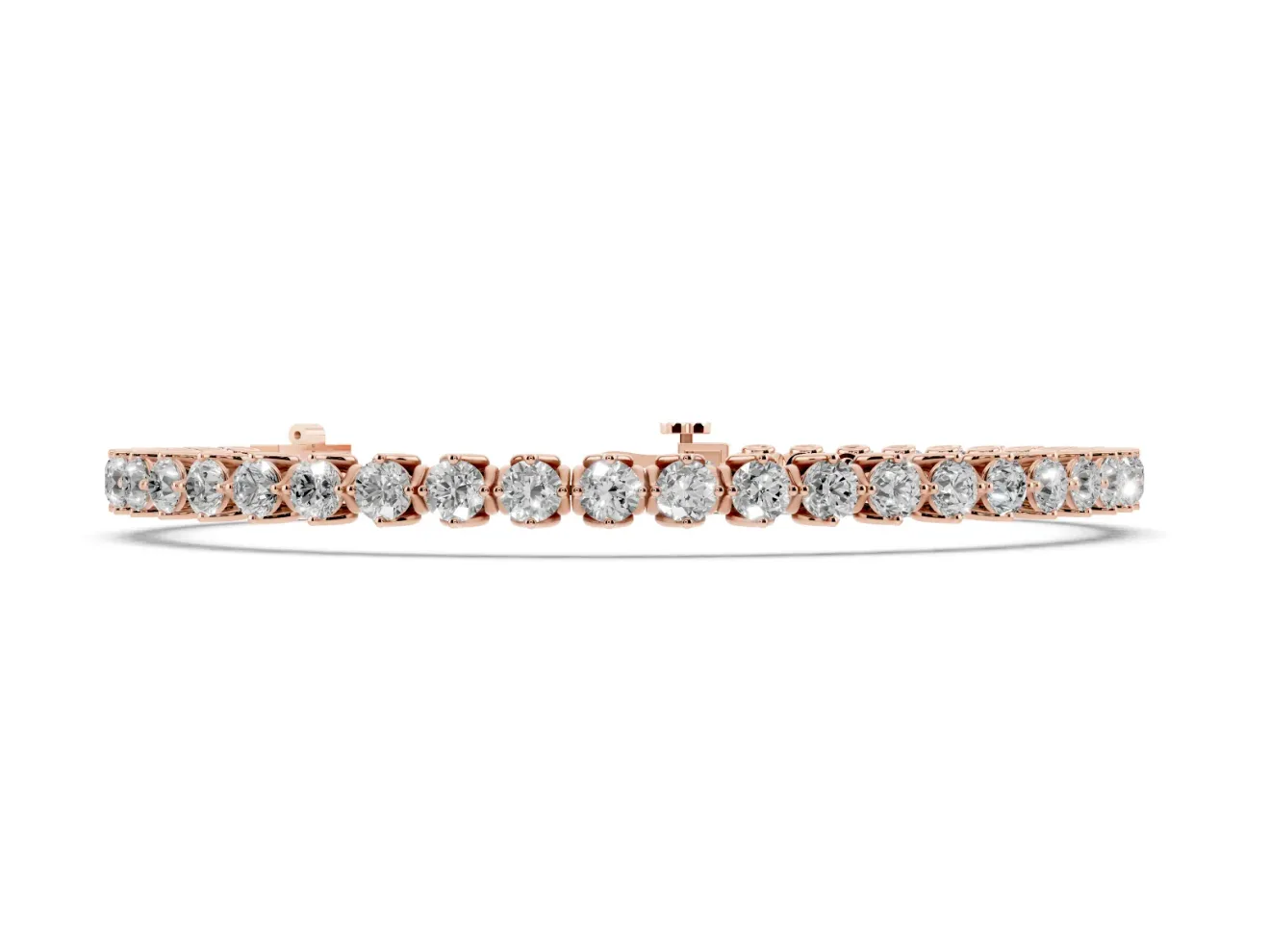 Round Lab-Grown Diamond Tennis Bracelet | Compass Basket Prongs | Rose Gold