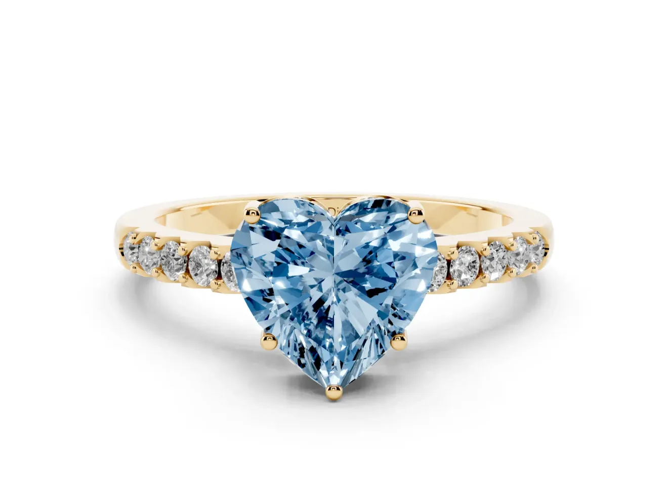 Heart-Shaped Engagement Ring Setting for a Fancy Blue Lab-Grown Diamond | Yellow Gold - Design NV-24649