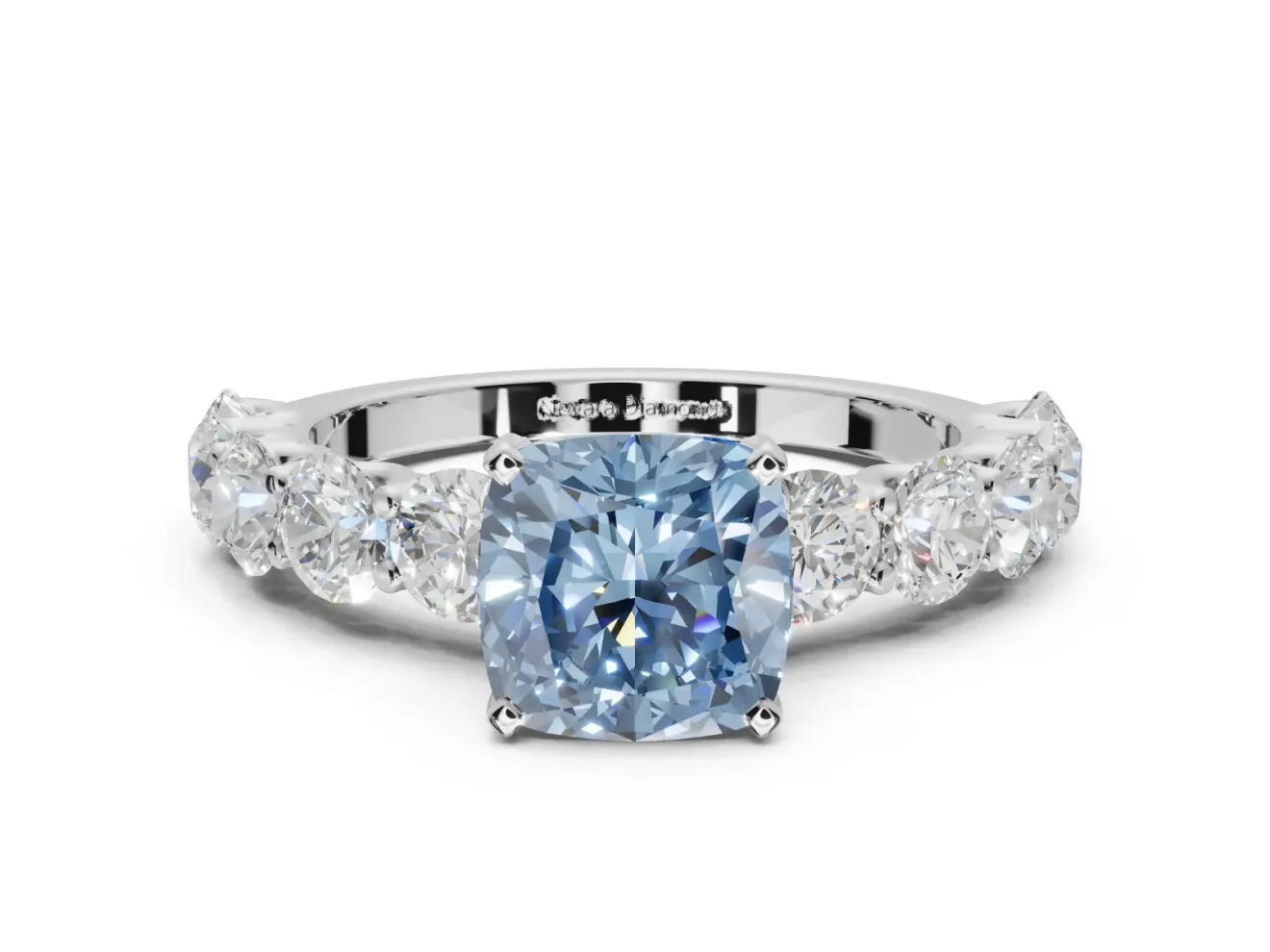 Cushion Cut Engagement Ring Setting for a Fancy Blue Lab-Grown Diamond | Sterling Silver - Design NV-24455