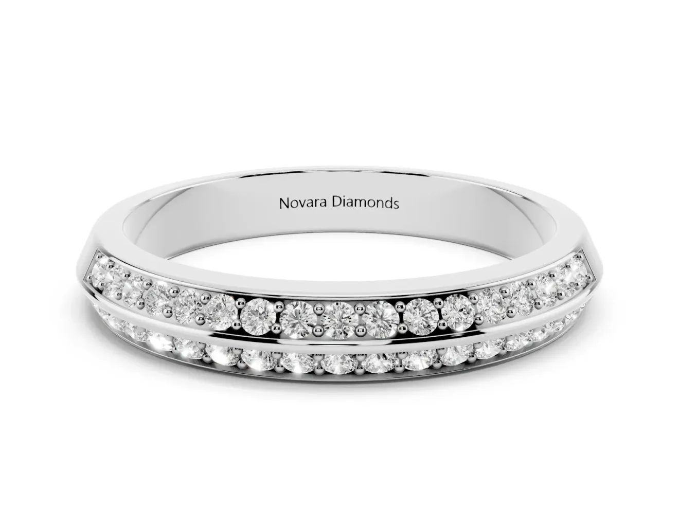 Round Diamond Double Row Eternity Band Set in Platinum with Channel Setting