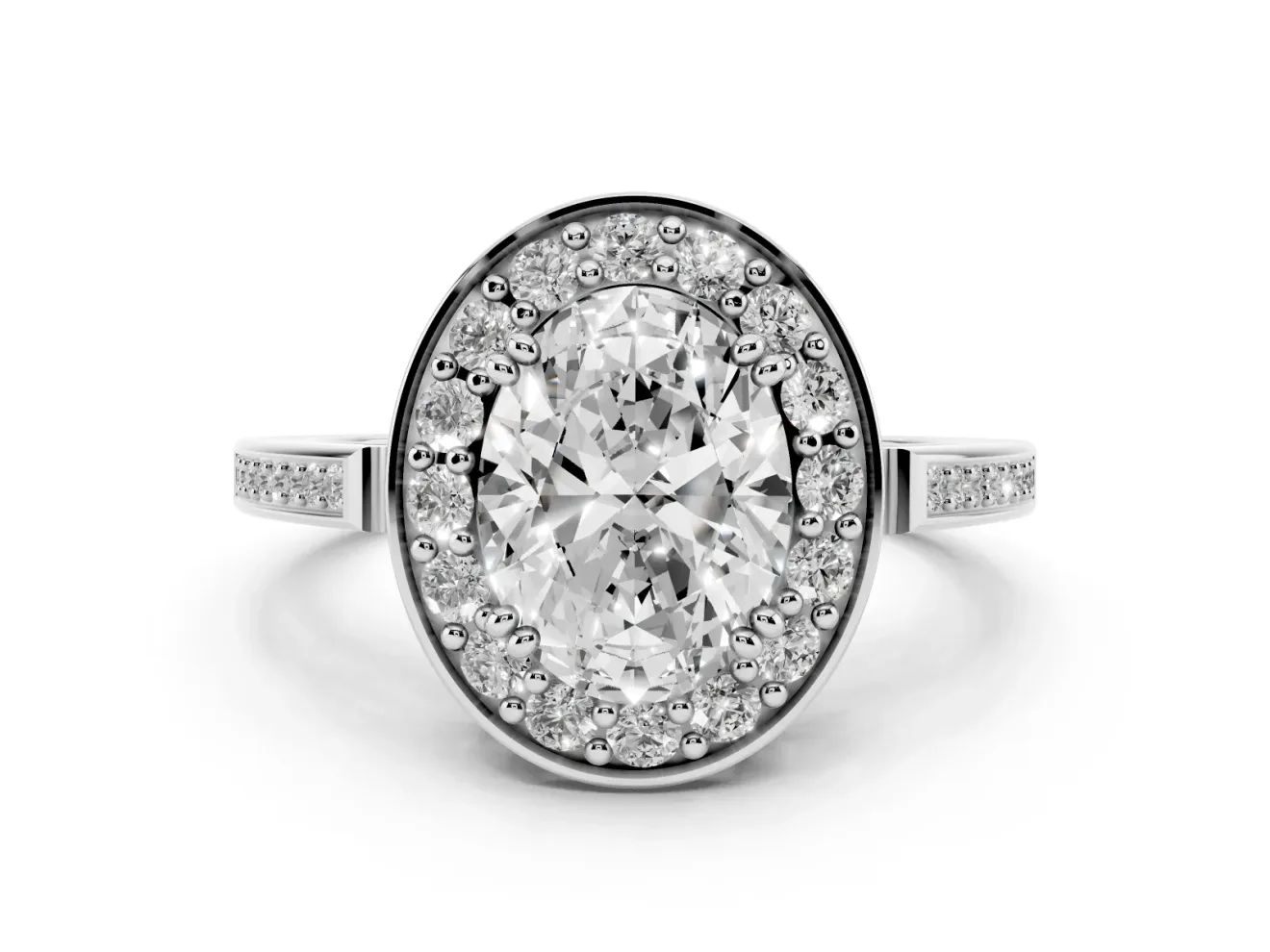 Oval Halo Engagement Ring Setting | Polished Halo Rim | Sterling Silver