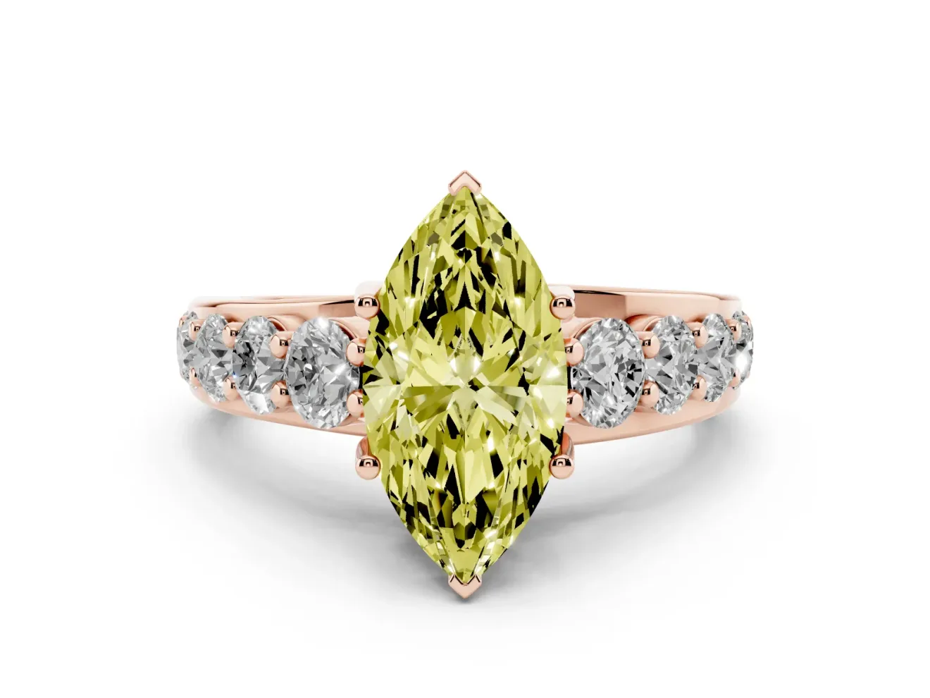 Marquise Graduated Engagement Ring Setting for a Fancy Yellow Lab-Grown Diamond | Rose Gold
