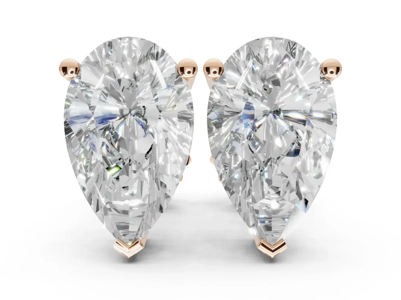 Heart-Shaped Lab-Grown Diamond Solitaire Basket Stud Earrings | Open Gallery | Rose Gold