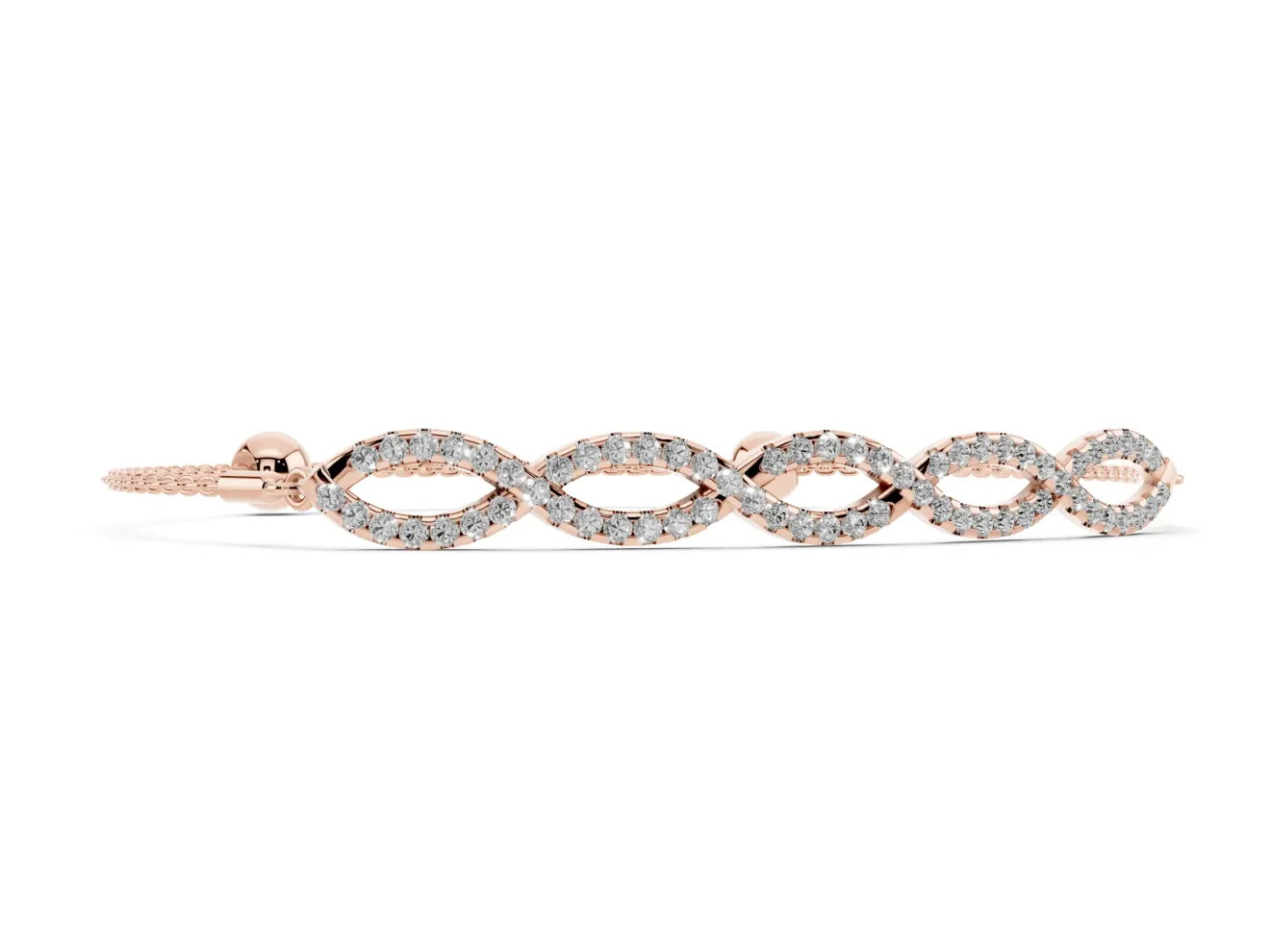 Marquise Diamond Pavé Infinity Chain Bracelet Set in Rose gold with Bezel Prong Setting