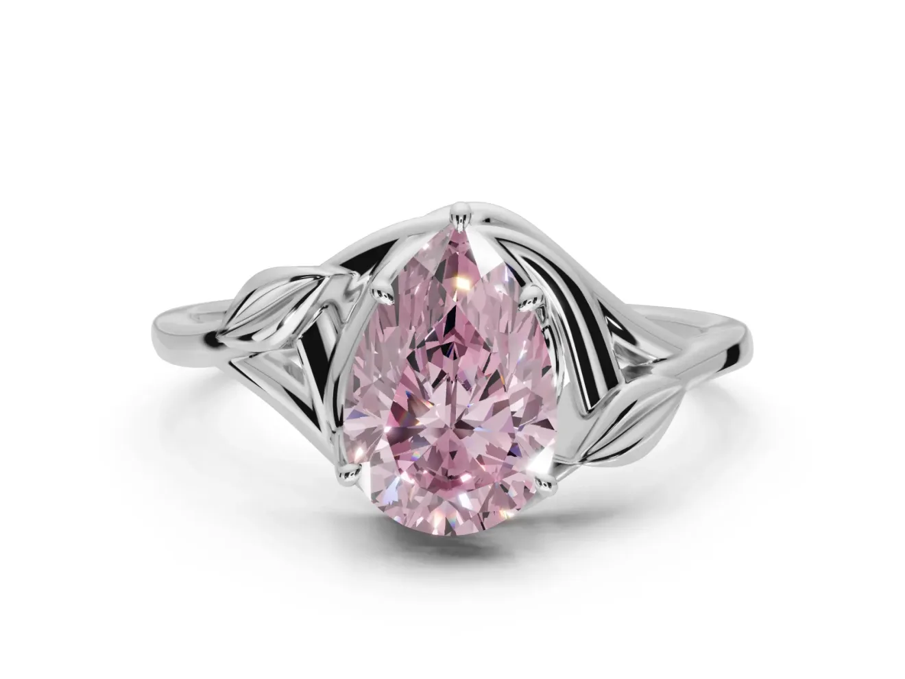 Pear-Shaped Bypass Solitaire Engagement Ring Setting for a Fancy Pink Lab-Grown Diamond | Platinum
