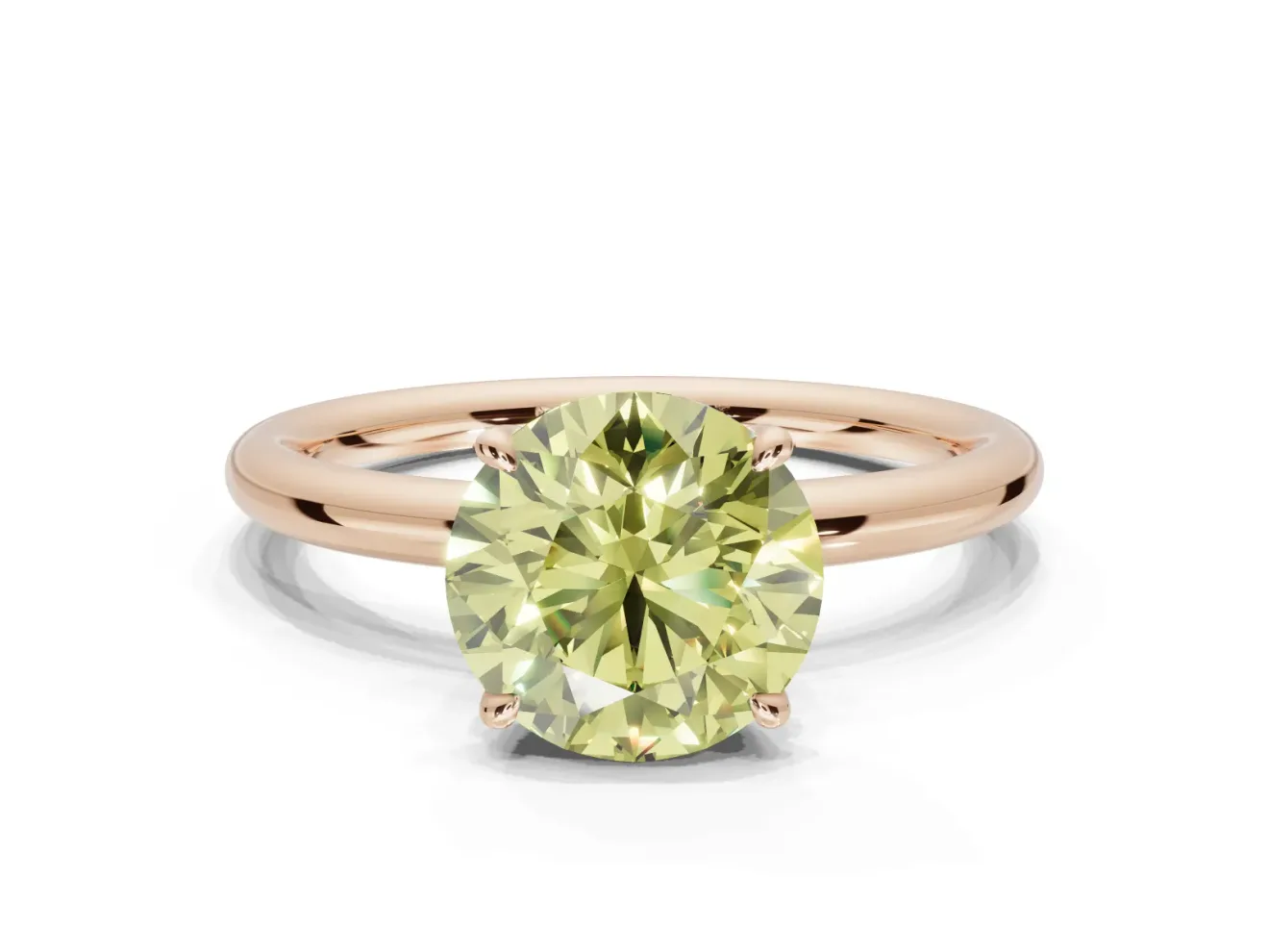 Round Hidden Halo Ring Setting for a Fancy Yellow Lab-Grown Diamond | Rose Gold
