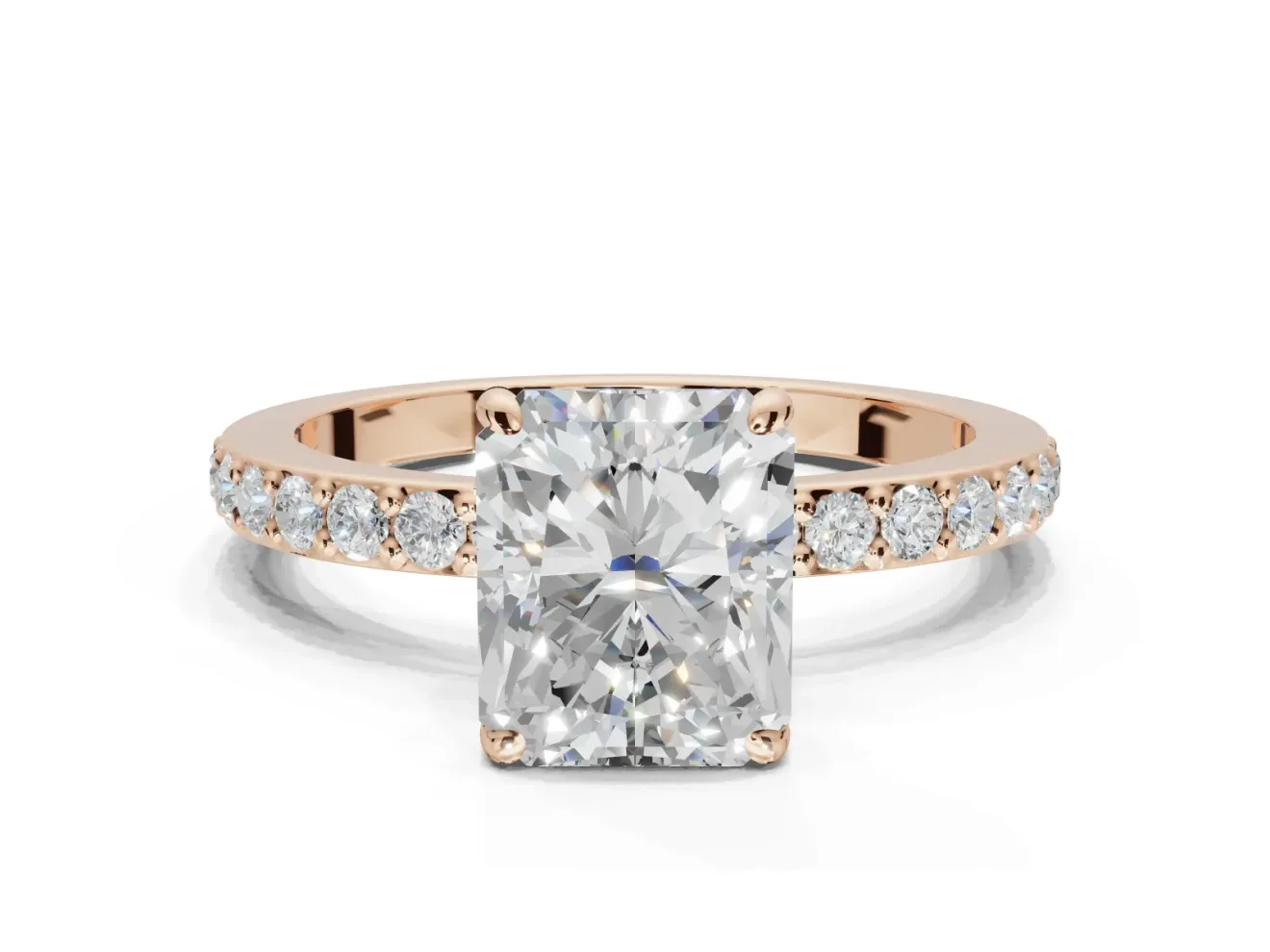 Radiant Cut Hidden Halo Engagement Ring Setting | Rose Gold