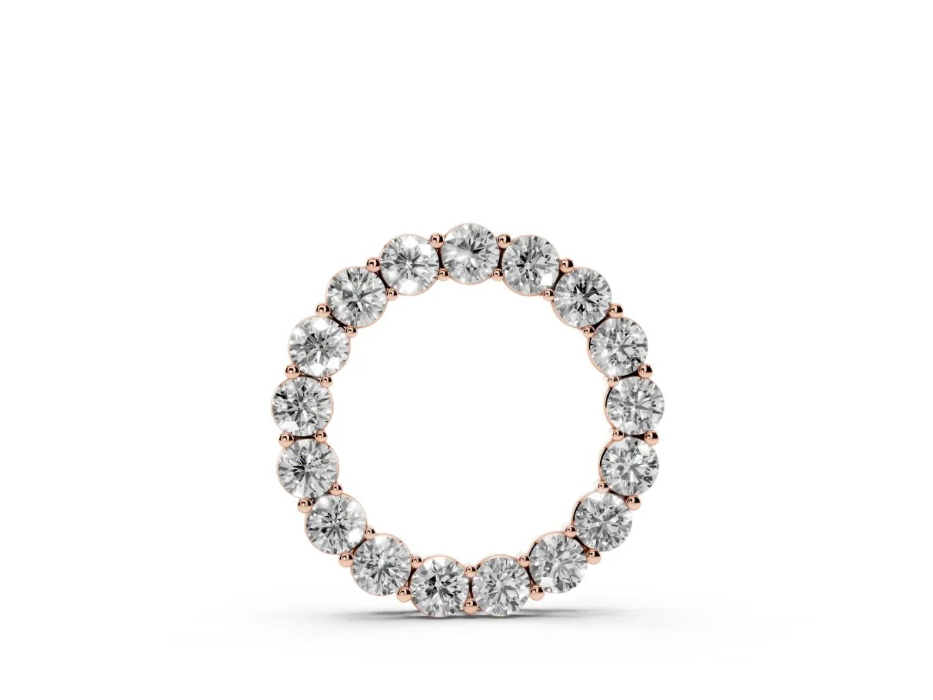 Round Lab-Grown Diamond Circle Pendant Necklace | Small Stones | Rose Gold