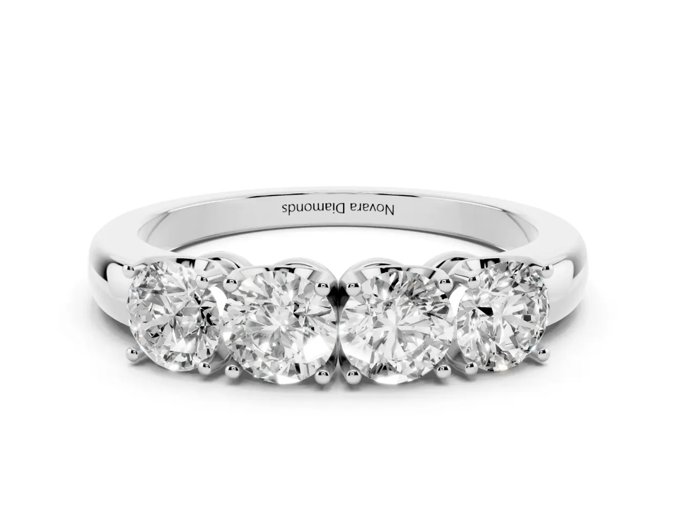 Four-Stone Round Diamond Band Set in Platinum with Prong Setting