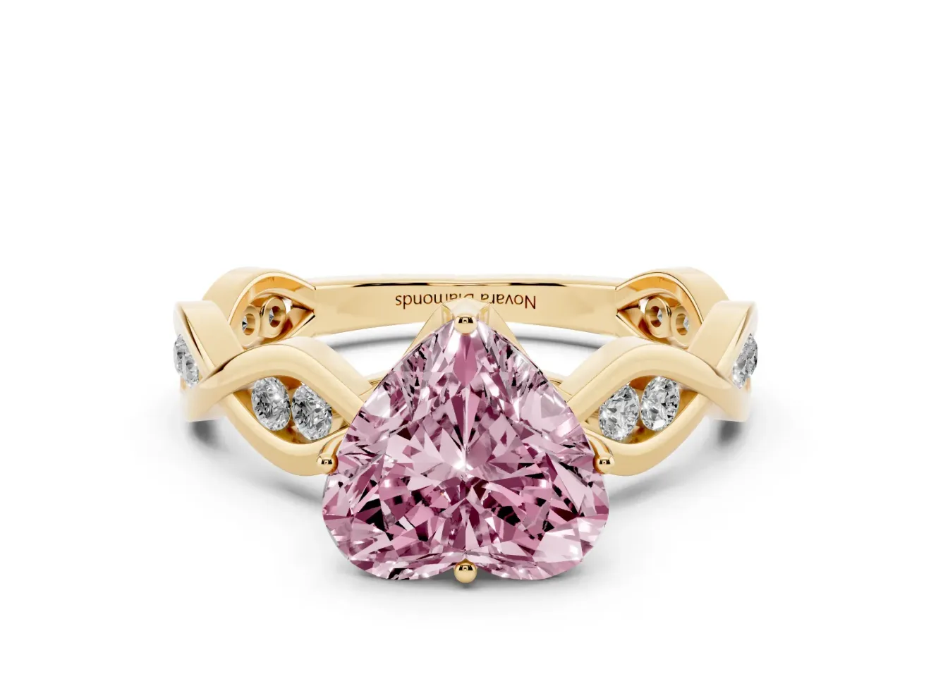 Heart-Shaped Twisted Infinity Engagement Ring Setting for a Fancy Pink Lab-Grown Diamond | Yellow Gold