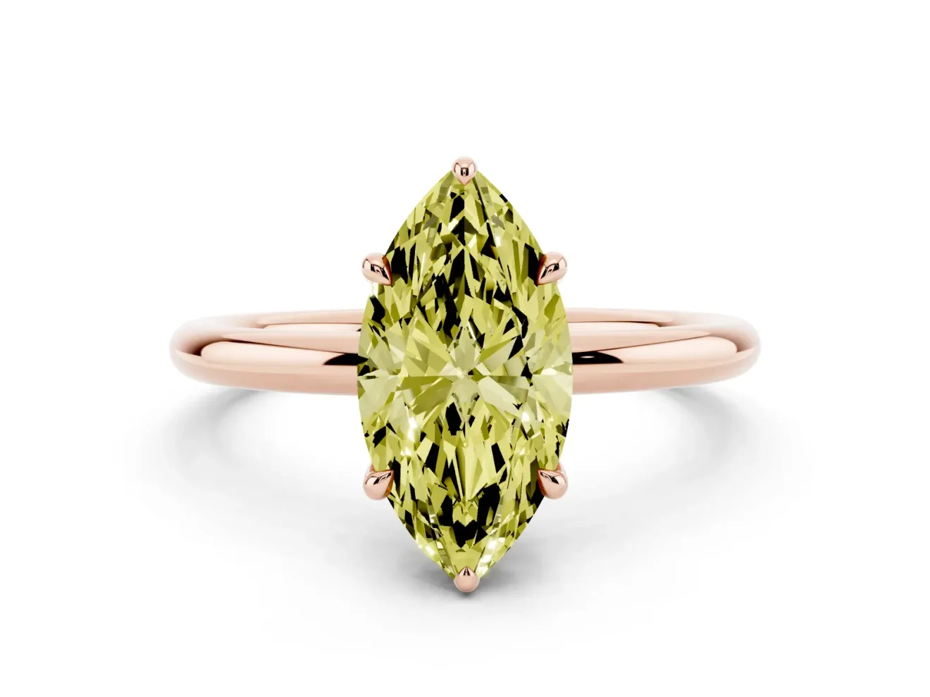 Marquise Hidden Halo Ring Setting for a Fancy Yellow Lab-Grown Diamond | Rose Gold