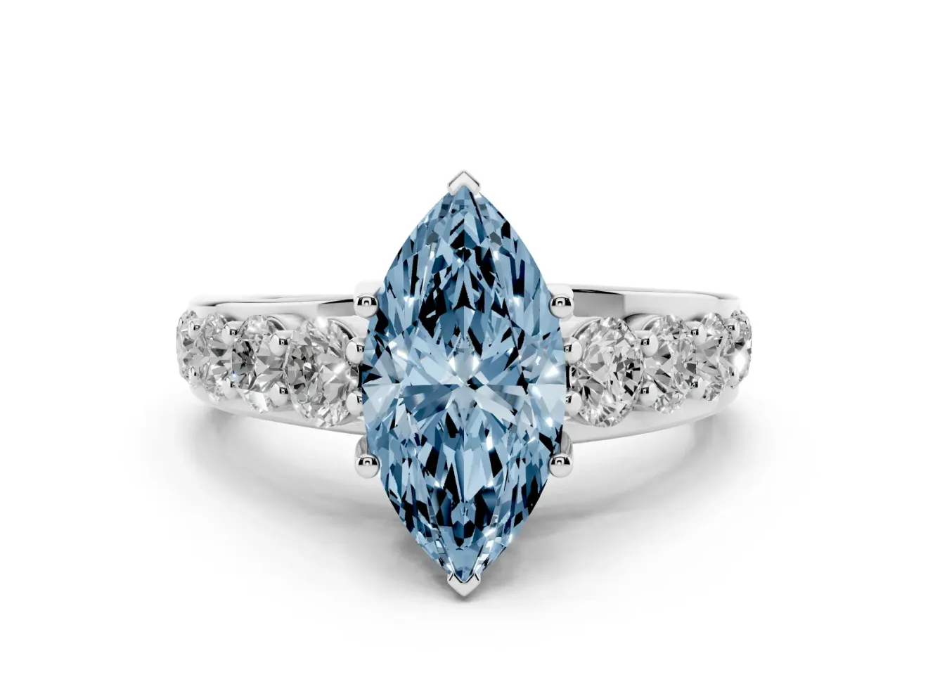 Marquise Graduated Engagement Ring Setting for a Fancy Blue Lab-Grown Diamond | Platinum