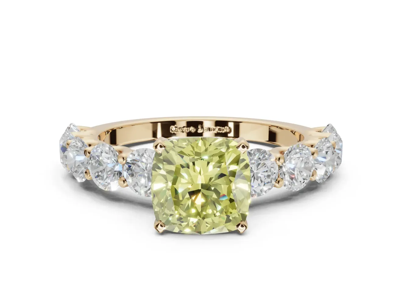 Cushion Cut Engagement Ring Setting for a Fancy Yellow Lab-Grown Diamond | Yellow Gold - Design NV-24455