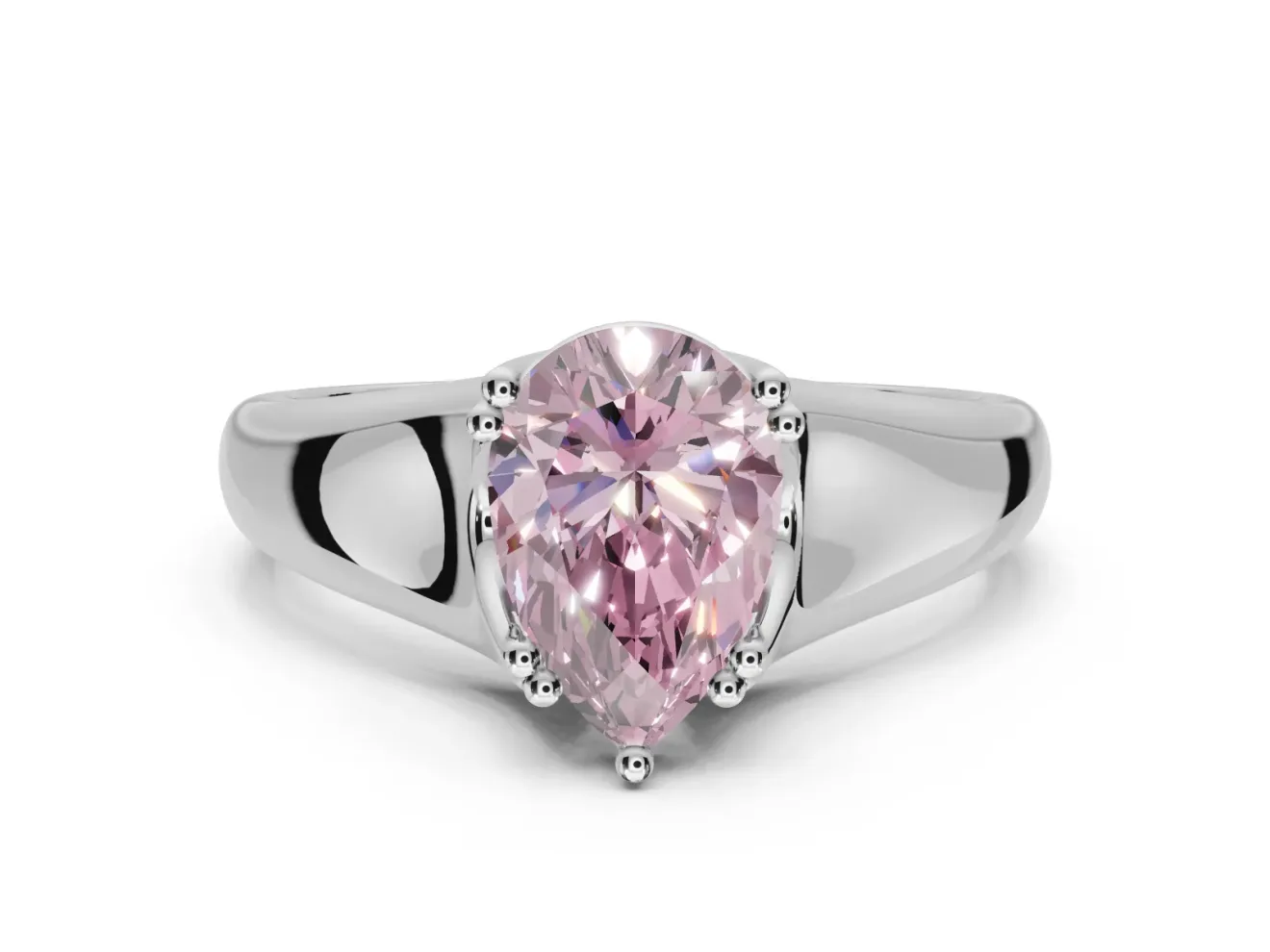 Pear-Shaped Double Claw Solitaire Engagement Ring Setting for a Fancy Pink Lab-Grown Diamond | Platinum