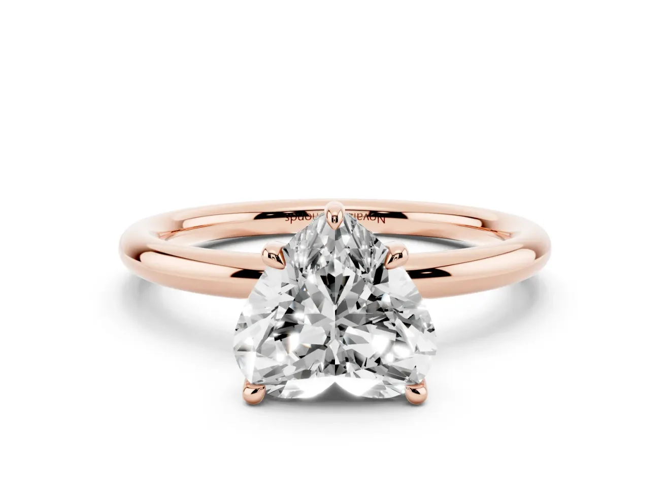 Heart-Shaped Hidden Halo Engagement Ring Setting | Thin Plain Band | Rose Gold