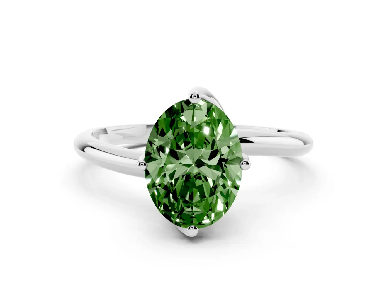 Oval Bypass Solitaire Engagement Ring Setting for a Fancy Green Lab-Grown Diamond | Platinum