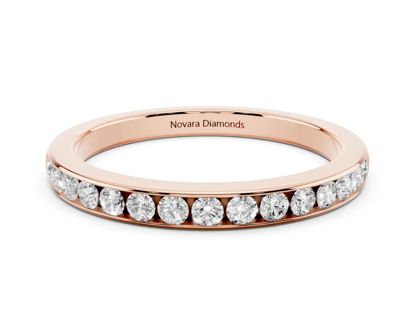 Round Diamond Wedding Eternity Band Set in Rose gold with Channel Setting