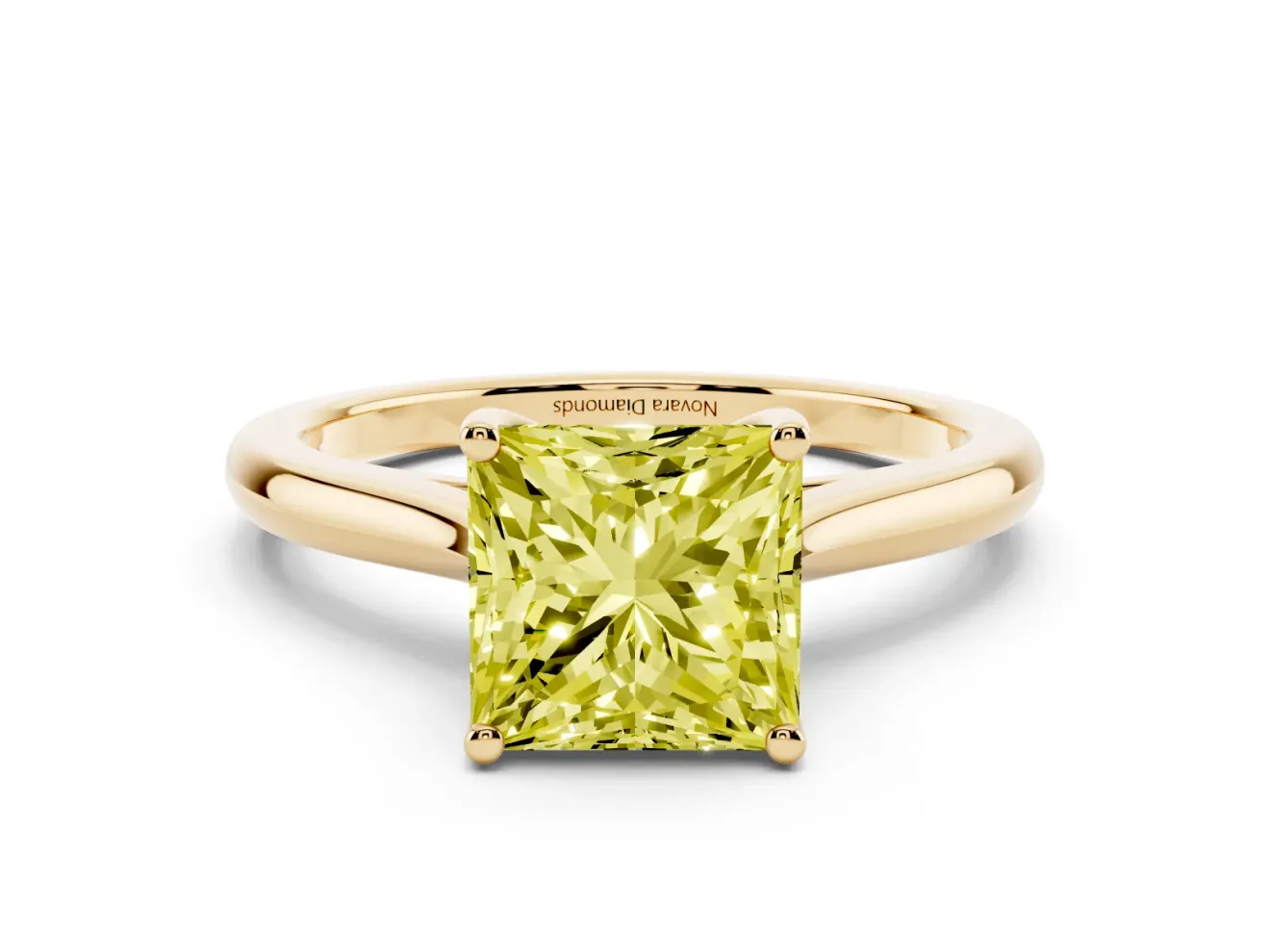 Princess Cut Cathedral Engagement Ring Setting for a Fancy Yellow Lab-Grown Diamond | Yellow Gold